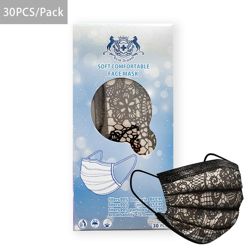 [HA16LN] (16LN) BFE99 VFE99 PFE99 ASTM Adult Lace Masks with certificates(30masks / box)